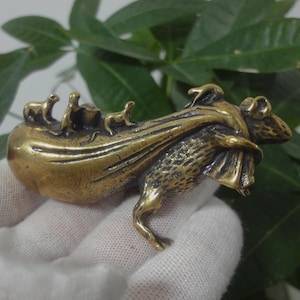 Retro Curio Chinese Solid Bronze Lucky Rat Mouse Statue Sculpture