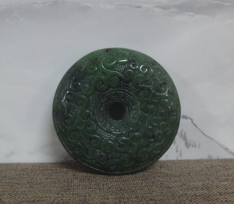 Rare Old Chinese Hand Carving Coin Shape Natural Green Jade Pendant - Etsy