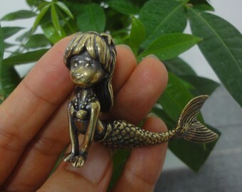 アンティークな人魚の置物 骨董品 レトロ 真鍮製 海の娘 人魚 置物 像 ホームデコレーション