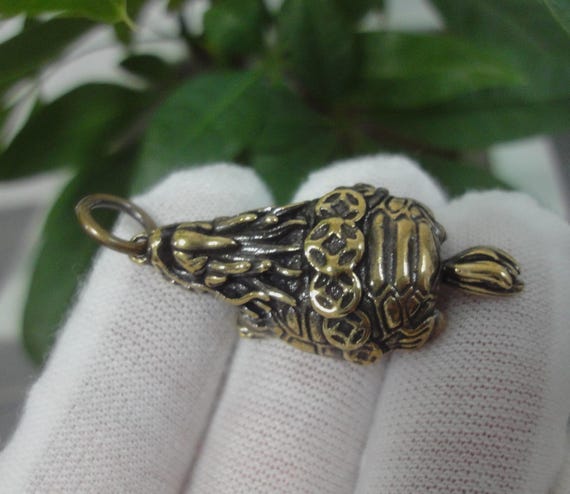 Creativity Chinese Old Solid Brass Dragon Turtle … - image 2