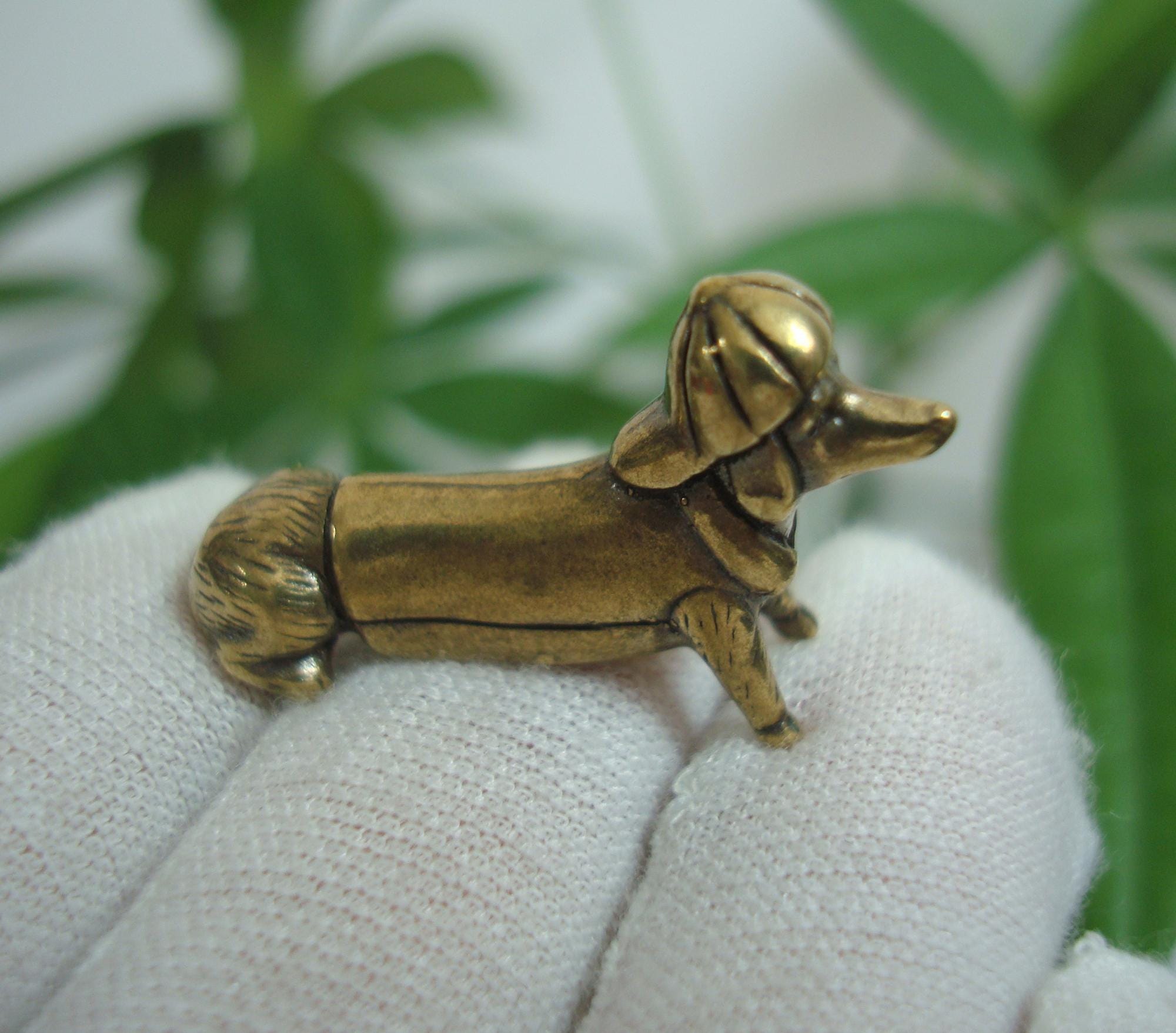 アンティーク中国製真鍮製ミニダックスフント犬置物像 - Etsy 日本