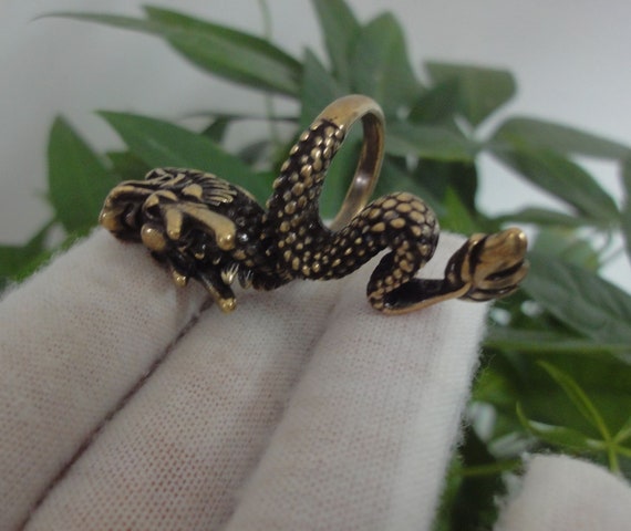 17mm Creative Antiqued Chinese Solid Brass Domine… - image 1