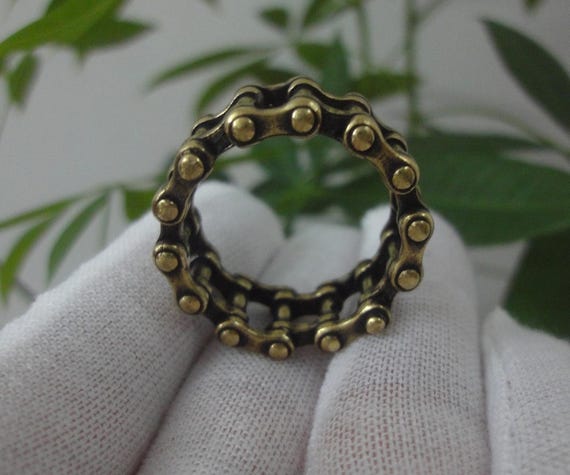 Antiqued Chinese Solid Brass Chain Shape Finger R… - image 4