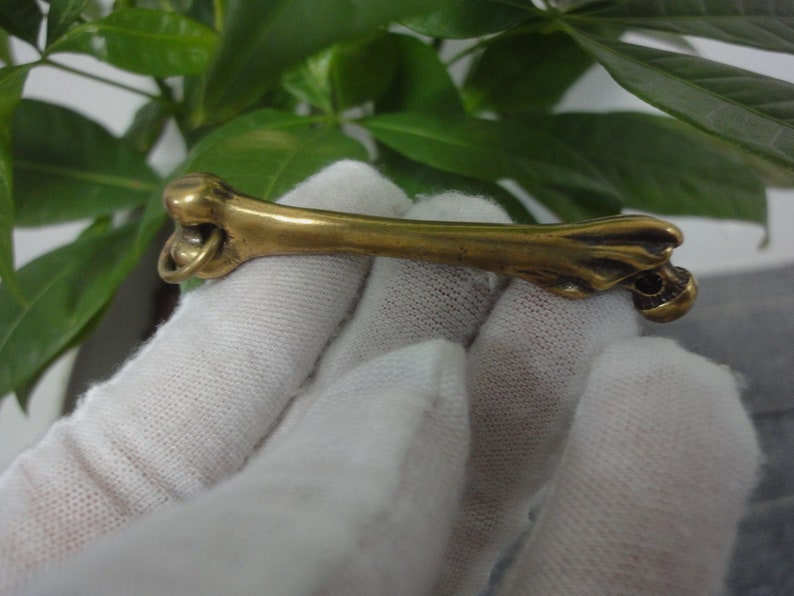 Antiqued Fine Pure Brass Cool Bone Skeleton Statue Pendant image 3