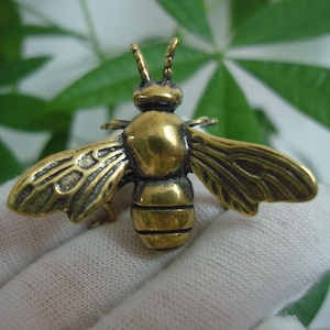4.7CM Solid Brass Bee Figurines Insect Statue Animal Sculpture Gift
