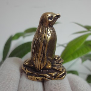 Retro Curio Chinese Solid Bronze Little Lovely Penguin Statue Animal Figurines