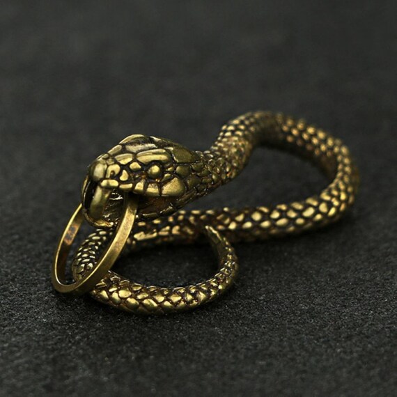 Retro Curio Chinese Solid Bronze Zodiac Snake Pen… - image 3