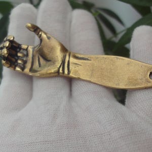 Antiqued Handmade Solid Brass A Hand Arm Men Keyring Pendant