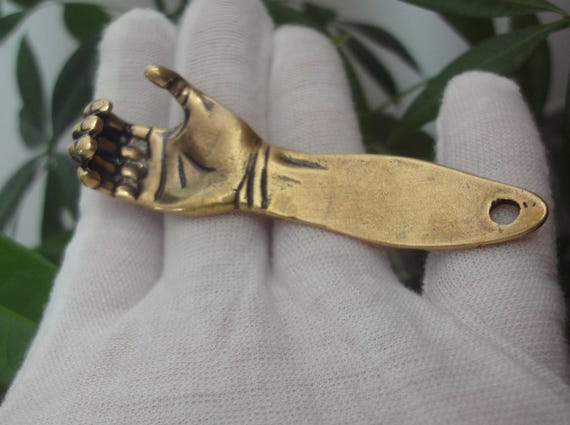Antiqued Handmade Solid Brass A Hand Arm Men Keyr… - image 1
