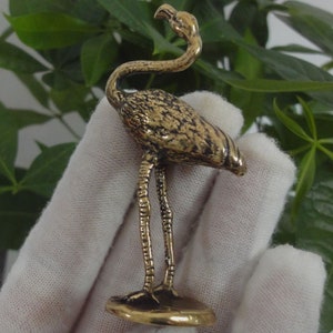 Vintage Curio Solid Brass Flamingo Bird Statue Animal Figurine Decoration