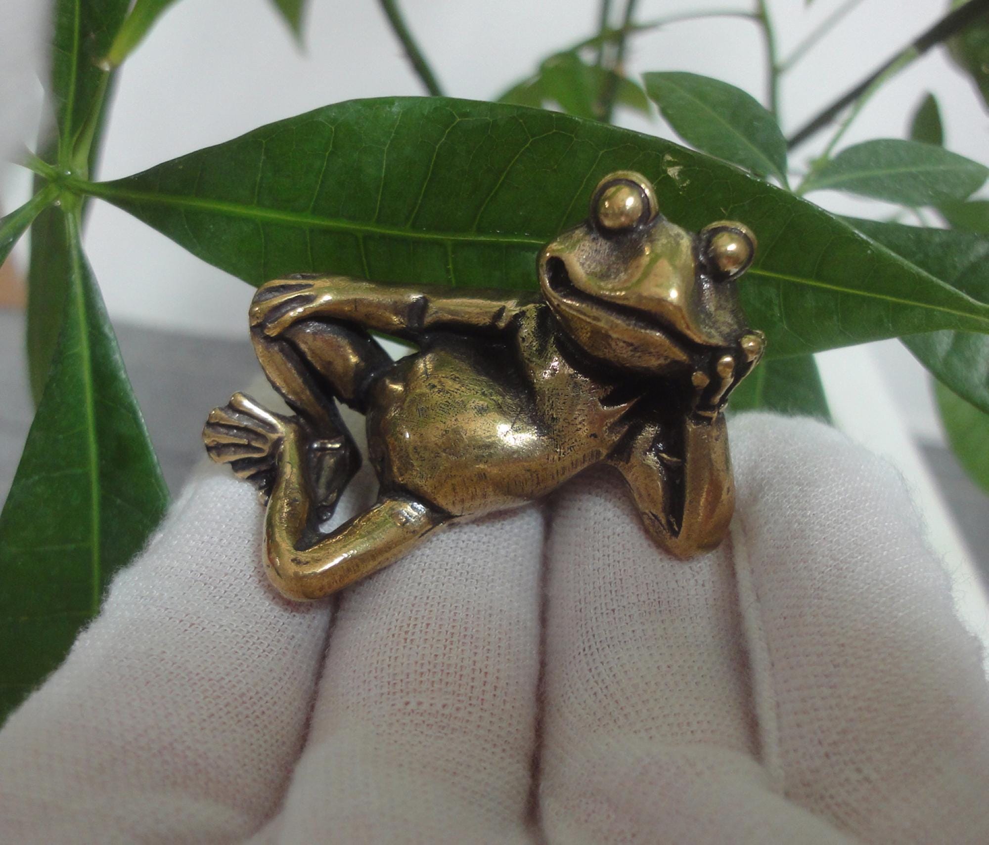 masao muttyo　中国　古銅　猿　燭立　置物　C　R6344 4.8CM Retro Curio Chinese Solid Brass Leisure Frog Statue