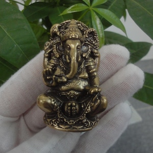 Oude Chinese massief messing olifant beeldje olifant god standbeeld huis ornament
