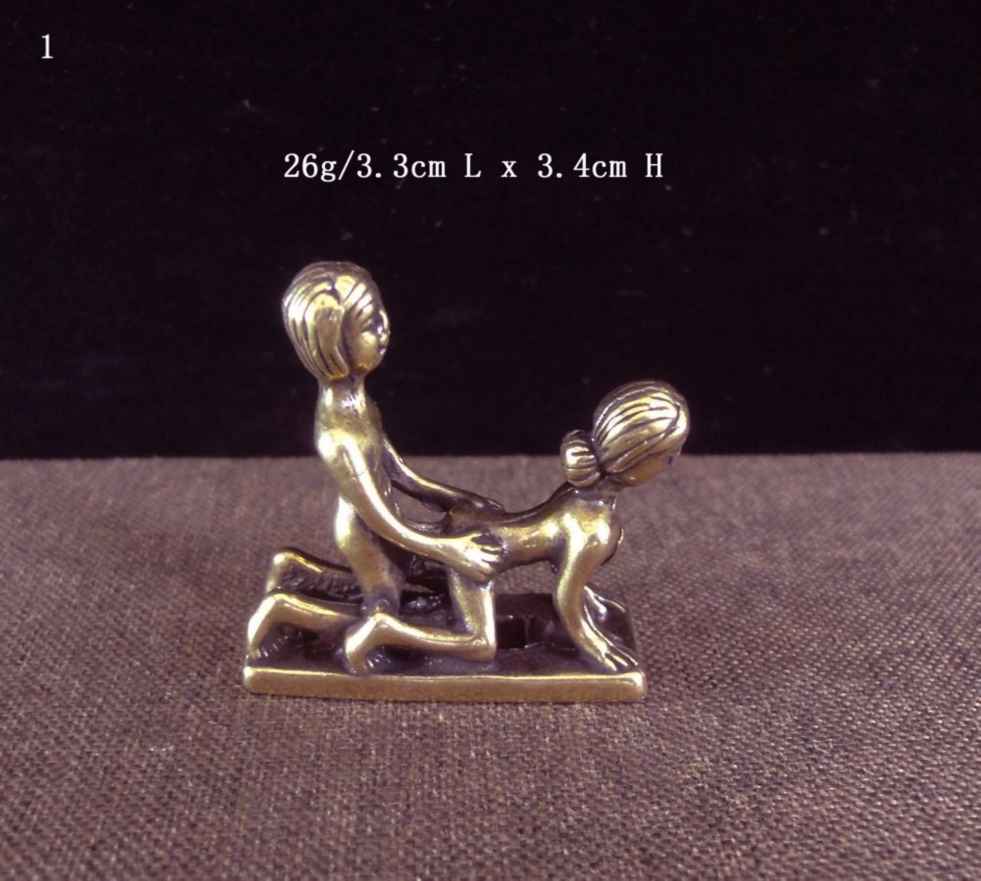 Retro Cute Brass Sex Nude Statue Man and Woman Sexual Position picture