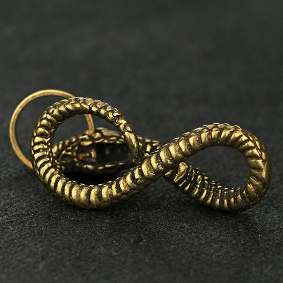 Retro Curio Chinese Solid Bronze Zodiac Snake Pen… - image 4