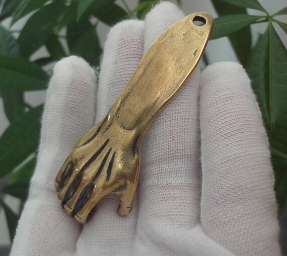 Antiqued Handmade Solid Brass A Hand Arm Men Keyr… - image 8
