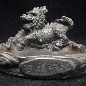 Vintage Chinese Hand Carving Kylin Ink Stone Ink Slab with Ink Stick