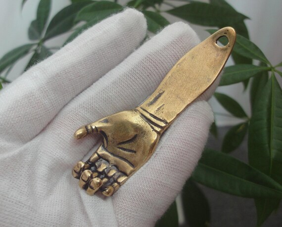 Antiqued Handmade Solid Brass A Hand Arm Men Keyr… - image 4