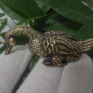 Retro Curio Chinese Solid Bronze Cute Duck Statue House Decoration