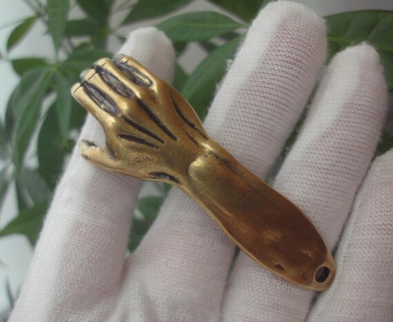 Antiqued Handmade Solid Brass A Hand Arm Men Keyr… - image 5