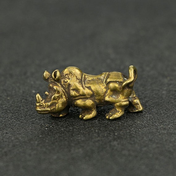 Chinese Bronze Rhinoceros Pendant: Antiqued Good … - image 2