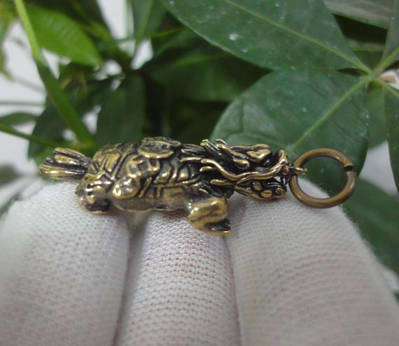 Creativity Chinese Old Solid Brass Dragon Turtle … - image 6