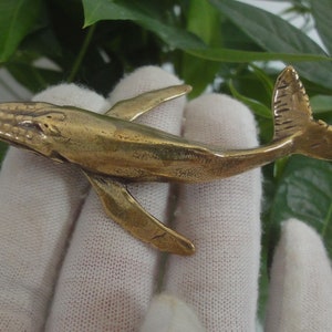 Vintage Retro Chinese Solid Brass Humpback  Whale Statue Figurines Kids Gifts