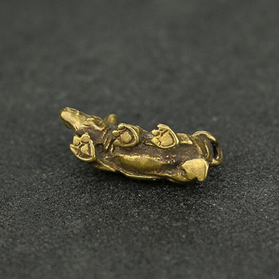Chinese Bronze Rhinoceros Pendant: Antiqued Good … - image 4