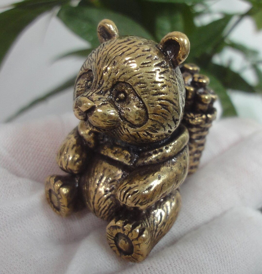Solid Brass Panda Statue: Retro Chinese Sculpture - Etsy