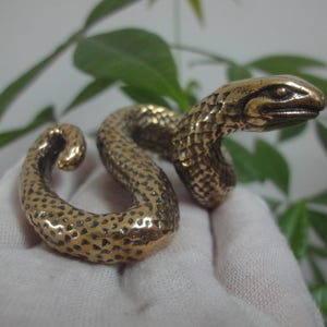 Retro Curio Solid Brass Serpent Snake Animal Figurine Statue Sculpture