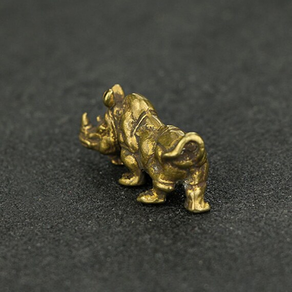 Chinese Bronze Rhinoceros Pendant: Antiqued Good … - image 5