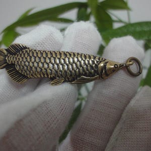 Creativity Chinese Retro Solid Brass Lucky Arowana Arapaima Pendant Key chain