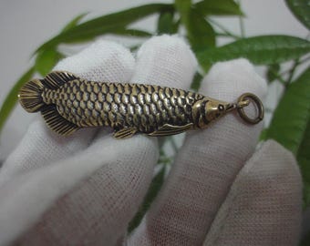 Creativity Chinese Retro Solid Brass Lucky Arowana Arapaima Pendant Key chain