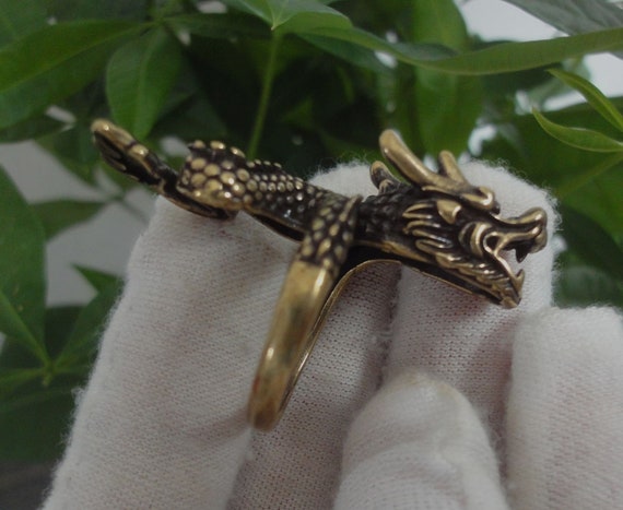 17mm Creative Antiqued Chinese Solid Brass Domine… - image 3