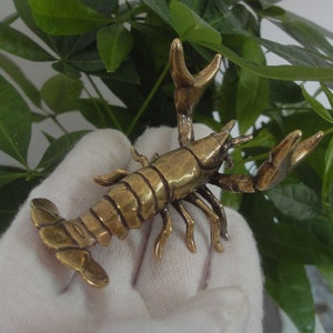 Creativity Retro Chinese Solid Bronze Crayfish Animal Statue Pen Holder