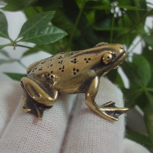 Retro Curio Chinese Solid Bronze Small Frog Statue Sculpture