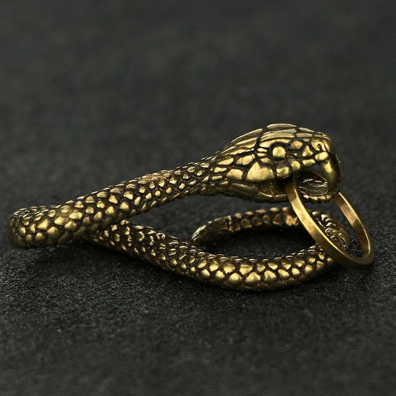 Retro Curio Chinese Solid Bronze Zodiac Snake Pen… - image 5