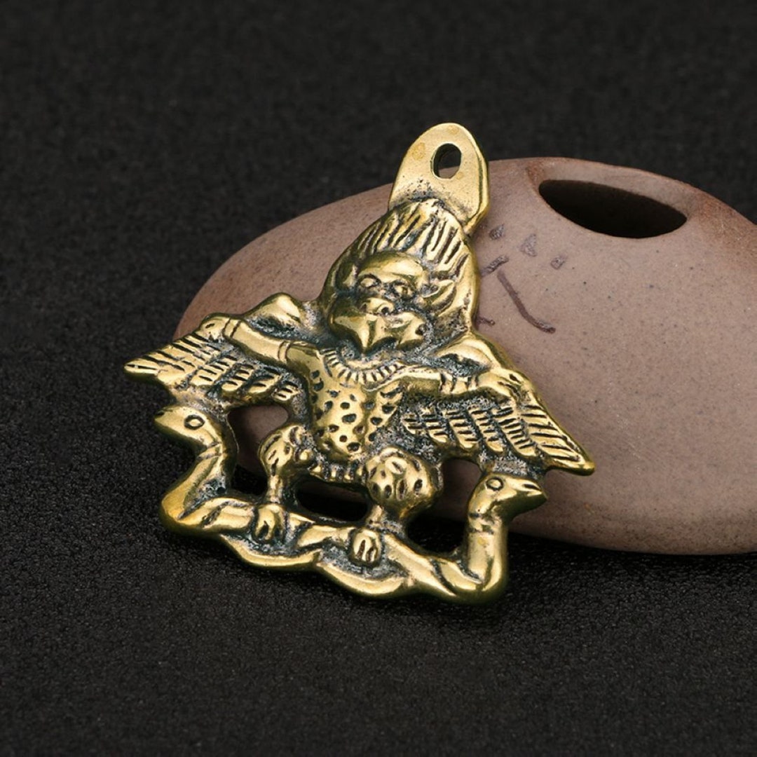 Antiqued Chinese Collection Brass Roc Bird Statue Pendant for Key Chain ...