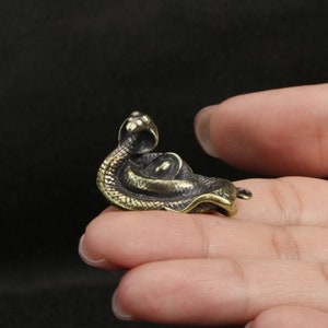 Antiqued Chinese Collection Brass Casting Snake Statue Pendant for Key Chain