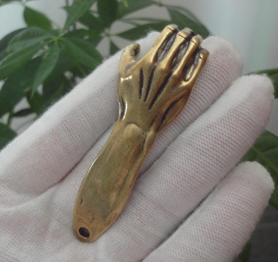 Antiqued Handmade Solid Brass A Hand Arm Men Keyr… - image 6