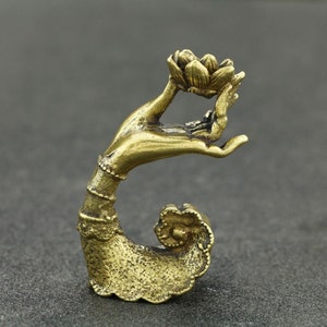 Vintage Old Chinese Solid Brass Beautiful Bergamot Lotus Incense Burner Censer