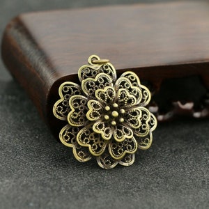 Bronze Flower Pendant: Chinese Hollow Casting