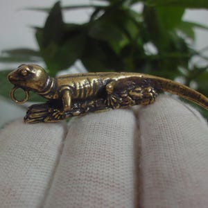 Creativity Chinese Old Solid Bronze Statue Lizard Keychains Pendant