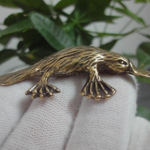 Vintage Solid Brass Platypus Figurine Ancient Animal Statue Home Decoration