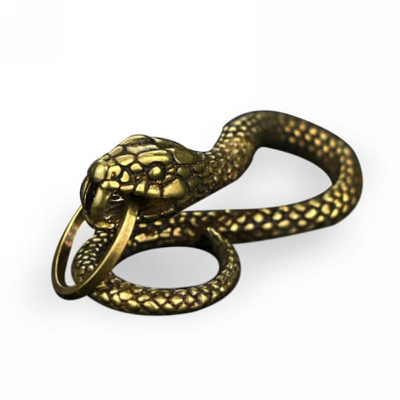 Retro Curio Chinese Solid Bronze Zodiac Snake Pen… - image 1