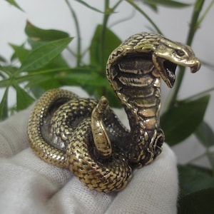 4.8CM Retro Solid Brass Snake Figurine Small Statue Animal Figurine Sculpture