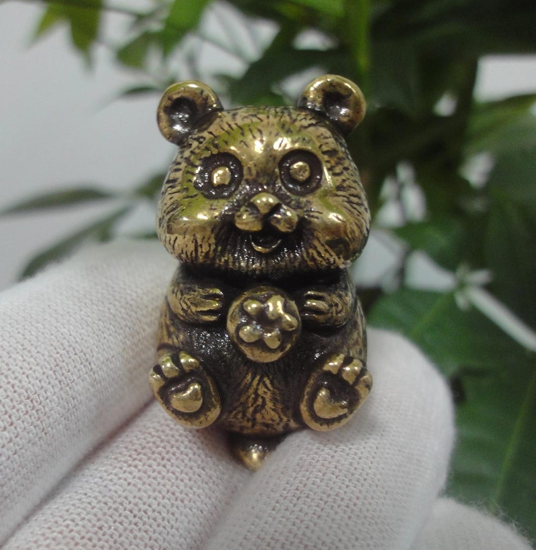 Retro Chinese Solid Brass Panda Figurine Statue for Doors Drawers ...