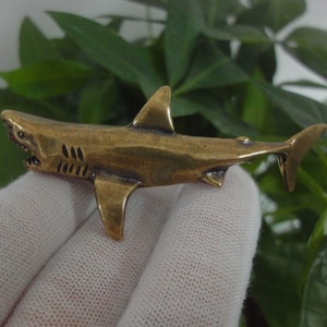 Vintage Retro Chinese Solid Brass Shark Statue Sculpture Kids Gifts