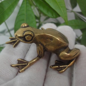 5.2CM Retro Curio Solid Brass Frog Statue Animal Figurine Sculpture