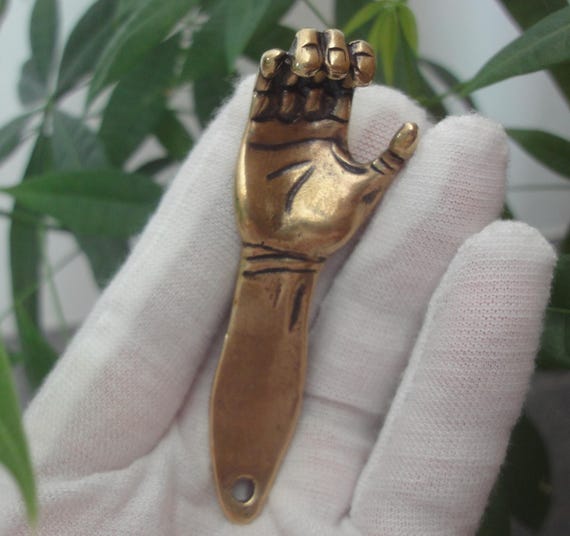 Antiqued Handmade Solid Brass A Hand Arm Men Keyr… - image 2