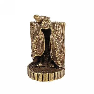 Creativity Retro Chinese Solid Bronze Statue Buddha and Bird Censer